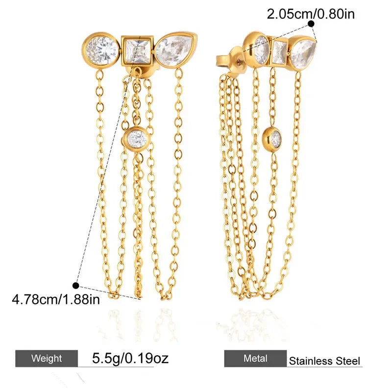 Brincos Pendentes com Zirconía | Ouro