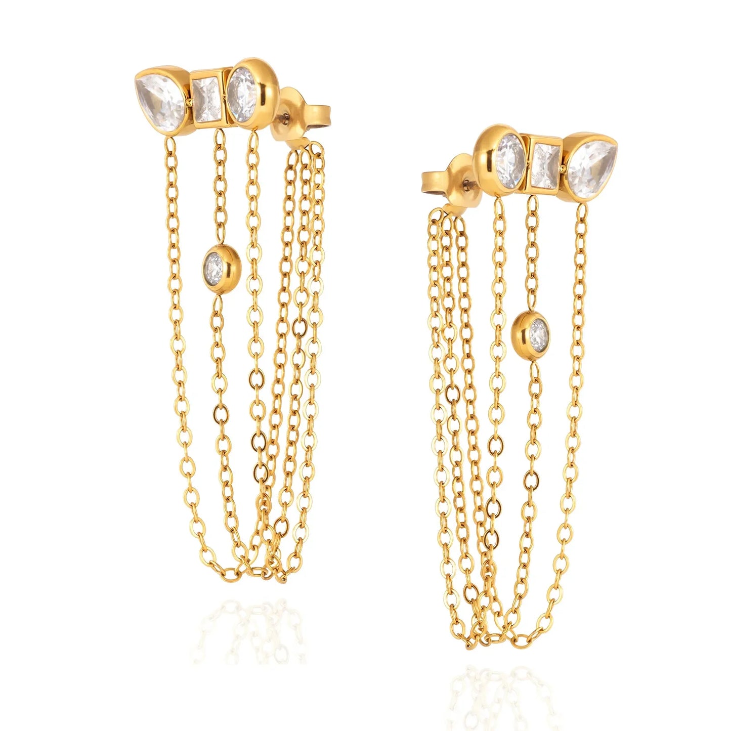Brincos Pendentes com Zirconía | Ouro