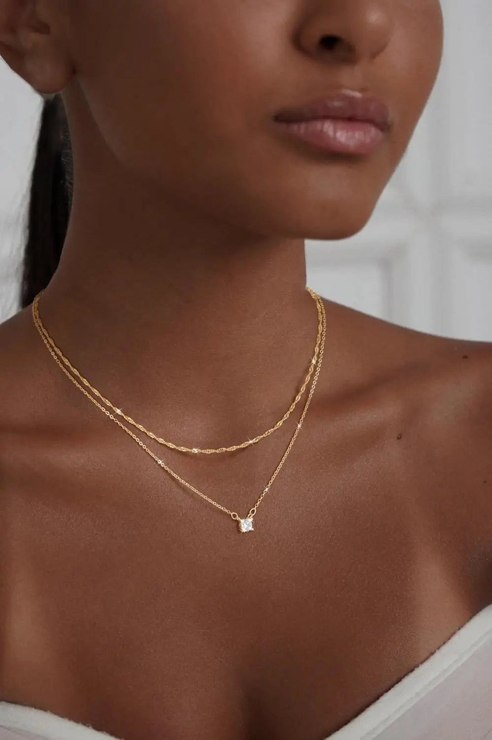 Colar com Pendente CZ em Camadas | Ouro & Prata